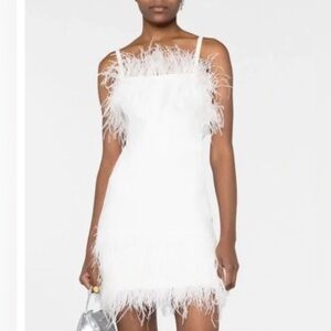 🆕 Staud Etta Feather Trimmed Mini Dress size Medium NWT